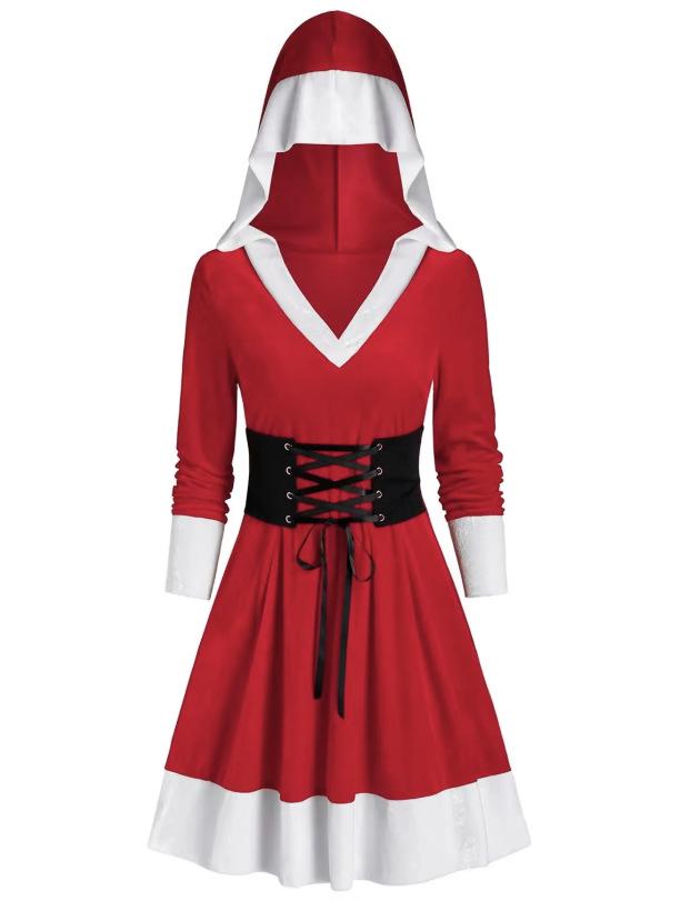 

Взрослый рождественский сценический костюм для европейских и американских ролевых вечеринок Small красный