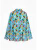 2026 Stylish Blue Floral Print Women's Loose Fit Shirt