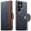 SUTENI Q-07 For Samsung Galaxy S23 Ultra Case Magnetic Color Splicing Cowhide Texture Leather Cover