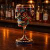 Themed Party Wine Glass Gothic Skull Glass Hand Painted Skeleton Goblet Day of The Dead Altar Accessory Decor Unique Bar Gift for Halloween Luxury