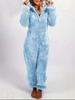 2025 European & American Autumn/Winter Women's Fleece-Lined Fur Jumpsuit Pajamas, Hooded, Available in 17 Colors