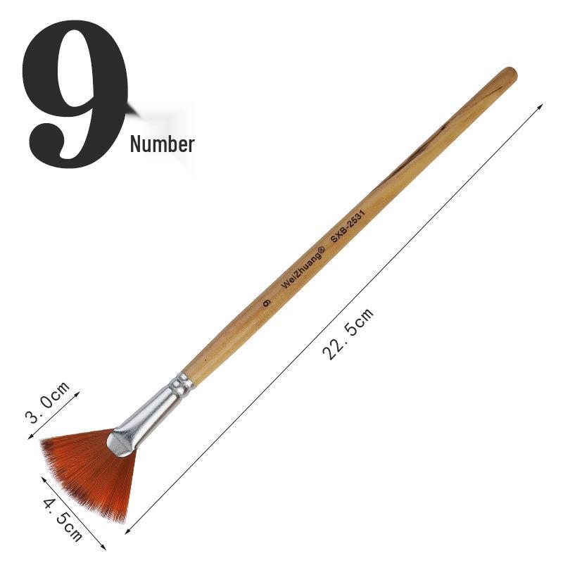 Nylon Hair Fan Brush Set for Gouache, Watercolor, Acrylic, and Oil Paint