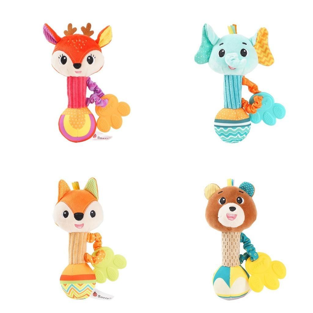 Sozzy Soft Plush Baby Rattle Hand Grasp Stick Toy 0-1 Year Old Infant Teether Bed Bell Baby Shake Bell Stuffed Doll