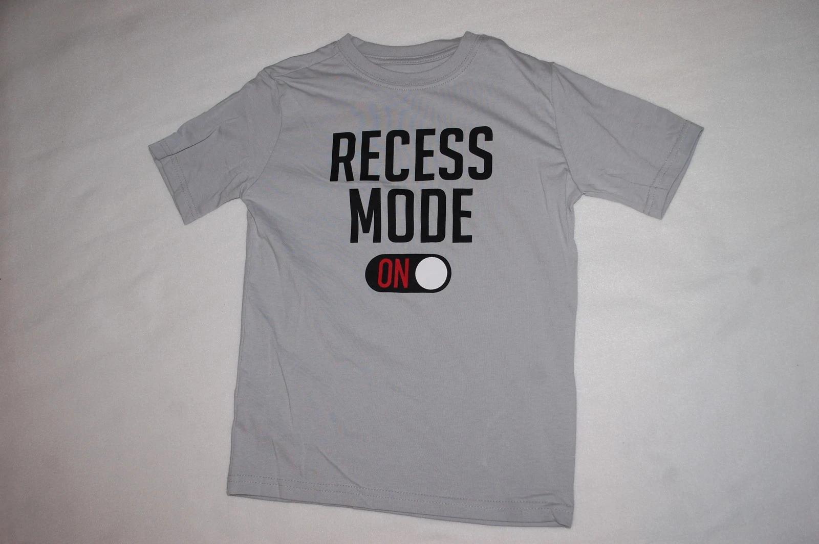 Boys S/S Tee Shirt RECESS MODE ON On Button LIGHT GRAY 150