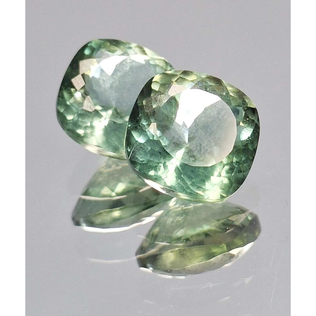 Certified Natural Green Sapphire Cushion Cut 11-13 Ct Pair Beautiful Gemstone