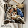 1pc Christmas Nativity Scene Pillowcase, Holy Family Pattern, Jesus' Birth Theme, Single-Sided Print Decoration, SizeMachine Washable, Zipper Closure,