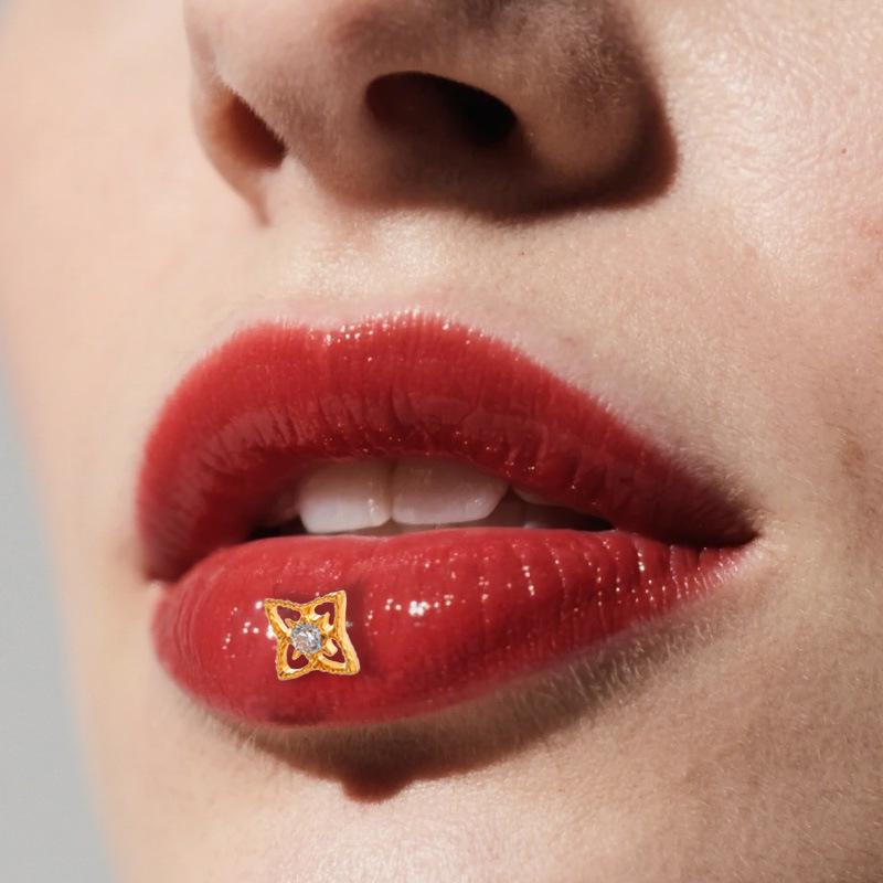 Titanium F136 Diamond Inlaid Ear and Lip Studs - Versatile, Elegant, European & American Style