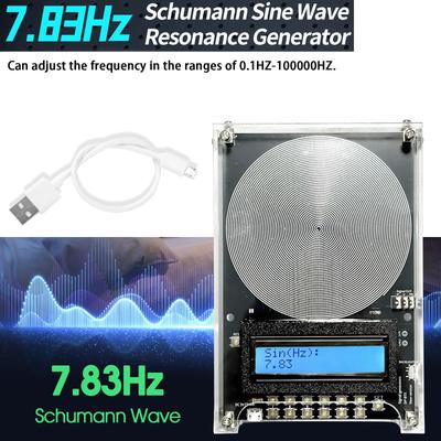 Generatore di Risonanza delle Onde di Schumann 7,83Hz Audio Risonatore a Impulsi a Frequenza Ultrabassa Con custodia in acrilico 0,01~100KHz Regolabile