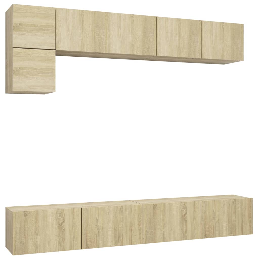 5 Piece TV Cabinet Set In Sonoma Oak Effect Particle Board