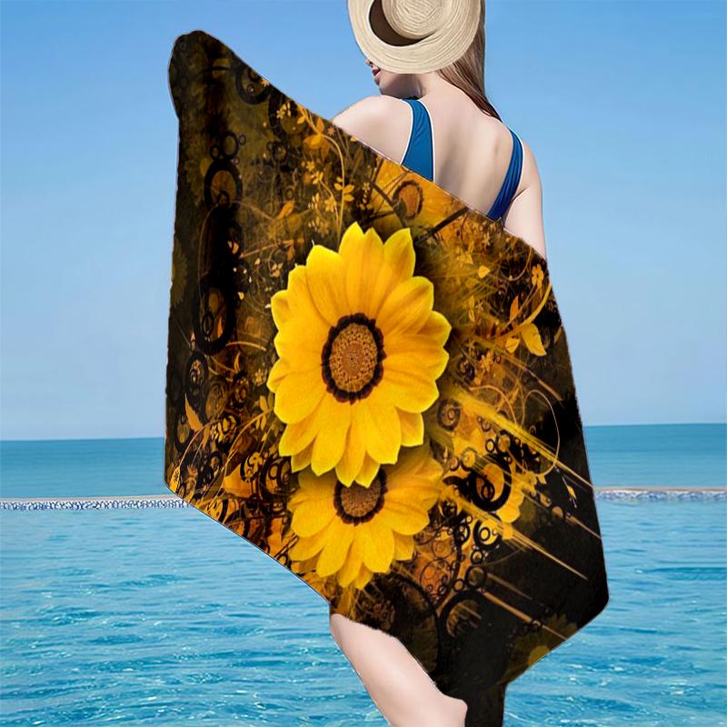 Butterfly And Sunflowers Beach Towel, Super Soft Microfiber, Gift for Her/Him, Birthday, for Pool, Beach, Travel, Home Decor Fan gifts