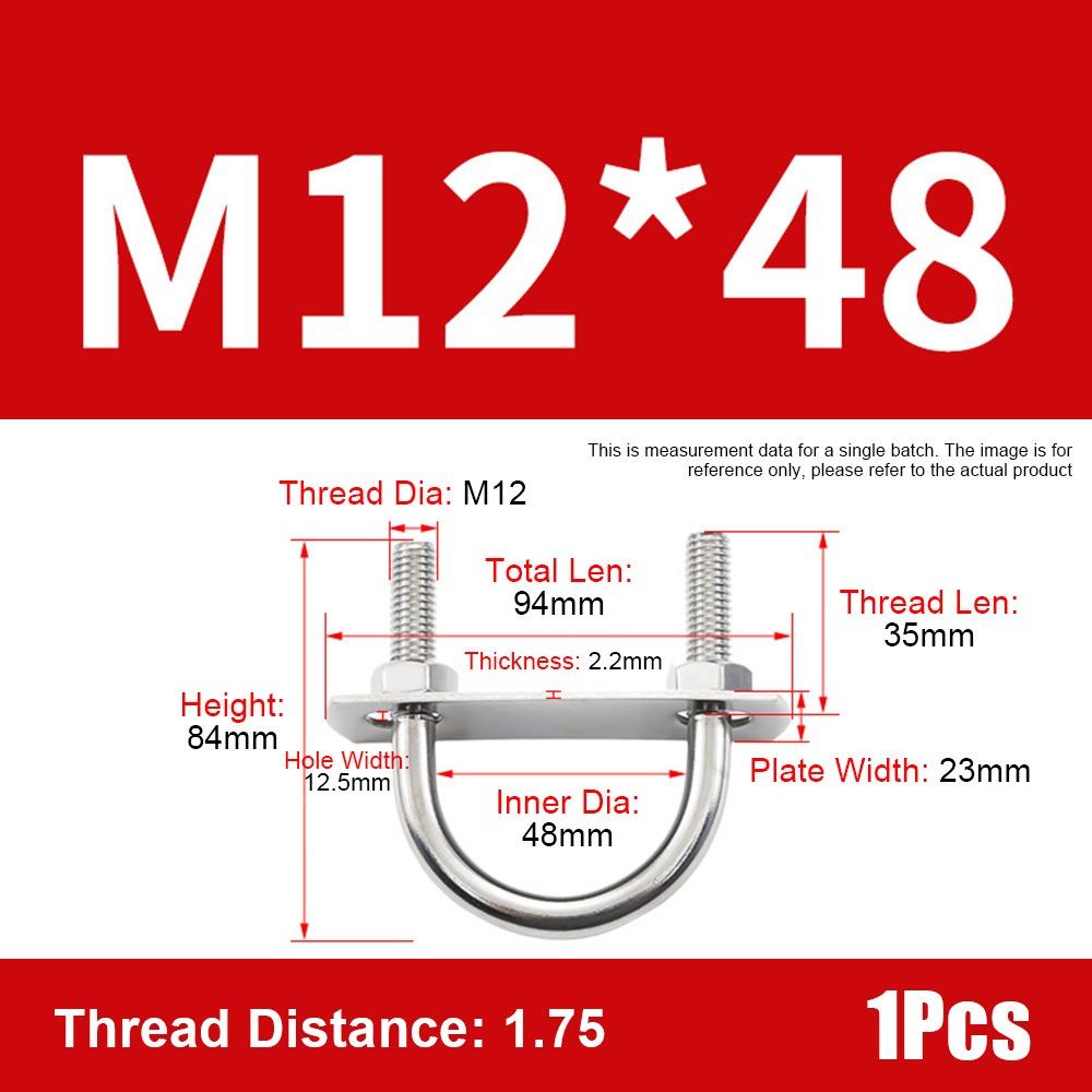 1Set 304 Stainless Steel Pipe U-clamp Screws Right Angle U-bolt Durable Round Bolt  for Round Tube
