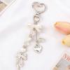 DIY Rhinestone Pendant Zinc Zinc Alloy Bag Charm Cute Pearl Bow Keychain  Car Keyring