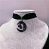 Amethyst Mond Schwarz Halskette - Personalisierte Freundschaftsgeschenk