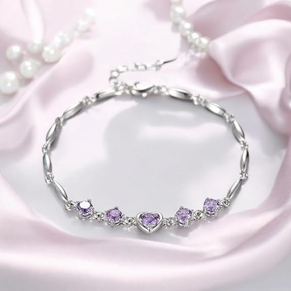 Women's Rose Gold And Silver Plated Heart Shape Bracelet For birthday Gifts