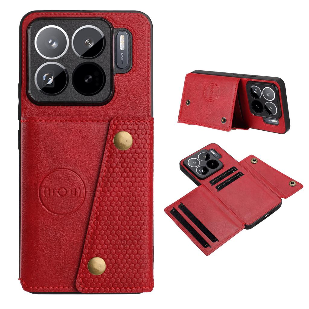 For Xiaomi 15S Pro Case with Card Slots Kickstand Leather + TPU Phone Cover