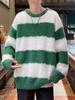 Unisex Japanese Striped Crew Neck Sweater – Cozy Loose Fit for Autumn/Winter