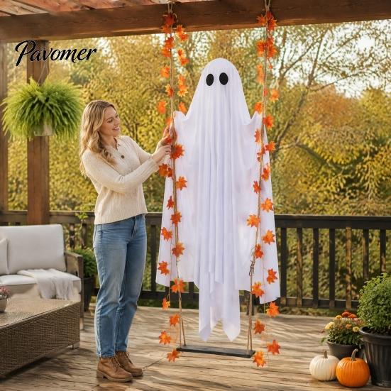 Waterproof Patio Tree Hanging Props Swinging Ghost Halloween Decoration for Outdoor Garden Yard, Weighted Fabric Flying on A Large Decorations