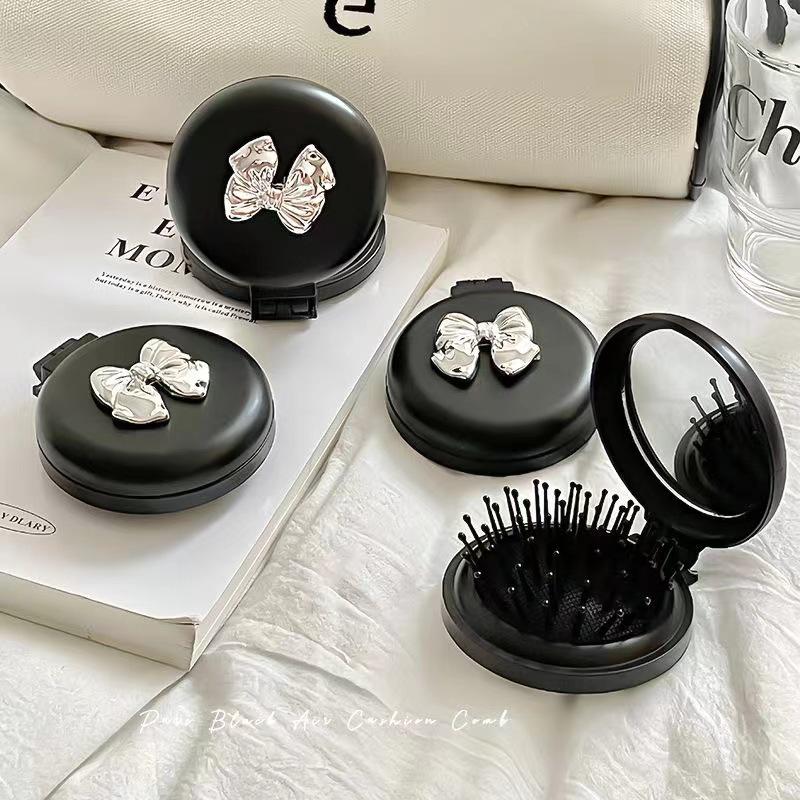 Cute Mini Folding Bow Comb with Air Cushion & Mirror
