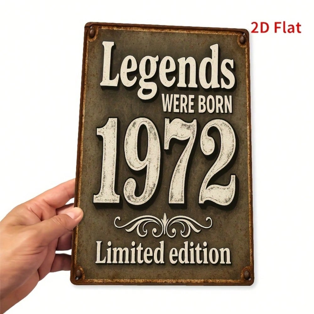 Vintage 1972 Legend Born Metal Wall Sign Iron Plaque Home Bar Decor