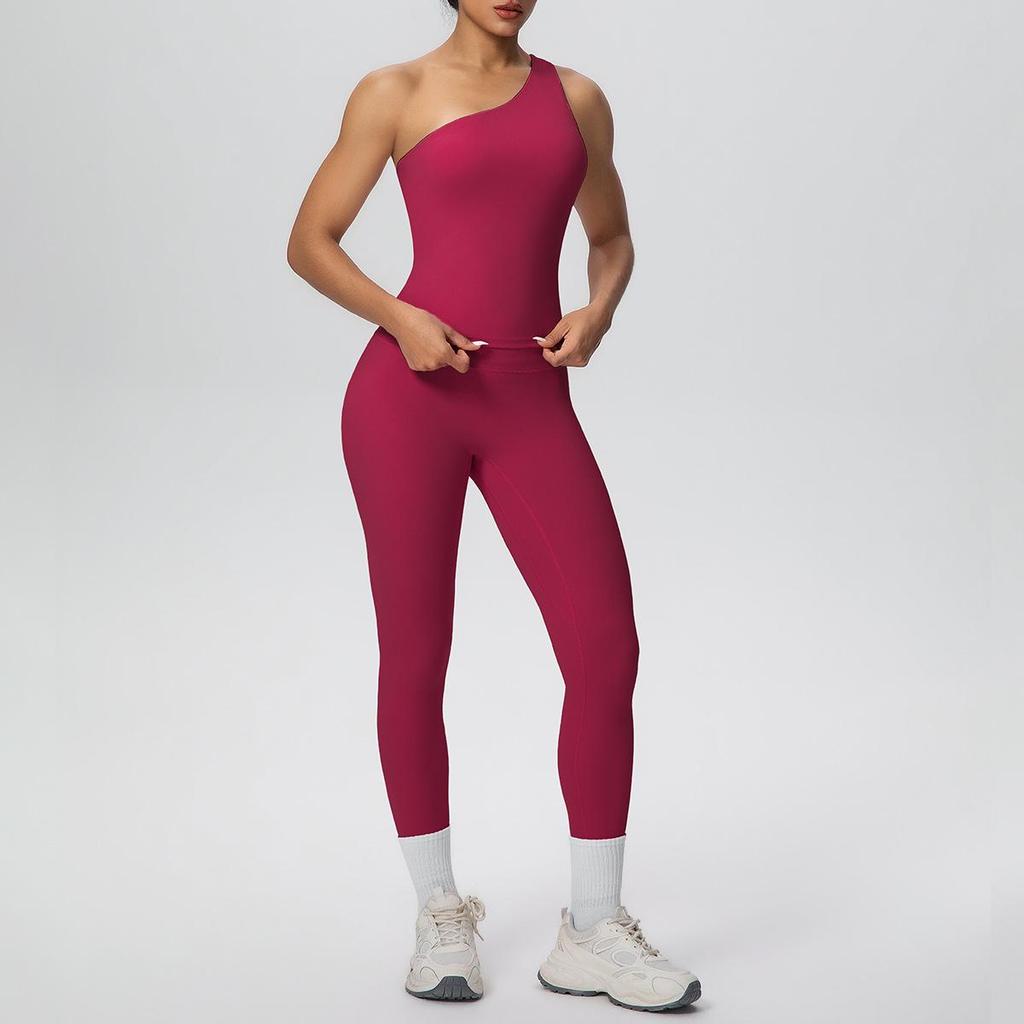 One-Shoulder Backless Sports Bra & High-Waisted Butt-Lifting Yoga Pants Set