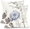 Double-sided Printed Retro Flower Cotton and Linen Pillowcase 2 18 X 18 Inches Suitable for Sofa Bed Outdoor White