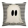 New Halloween Black Cat Striped Linen Pillow Cover Ghost Retro Elements Home Living Room Bedroom Sofa Decoration