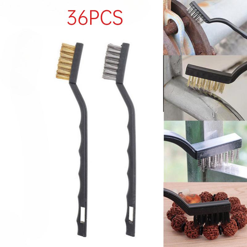 36pcs Wire Brushes Cleaning Brushes Small Tool For Mechanical Derusting Remove Paint Wire For Cleaning Steel Paint Stains