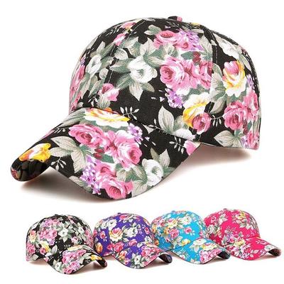 Fashion Rose Floral Print Baseballová čiapka pre ženy Sunshade Sunscreen Floral Cap Cap Sun Hat