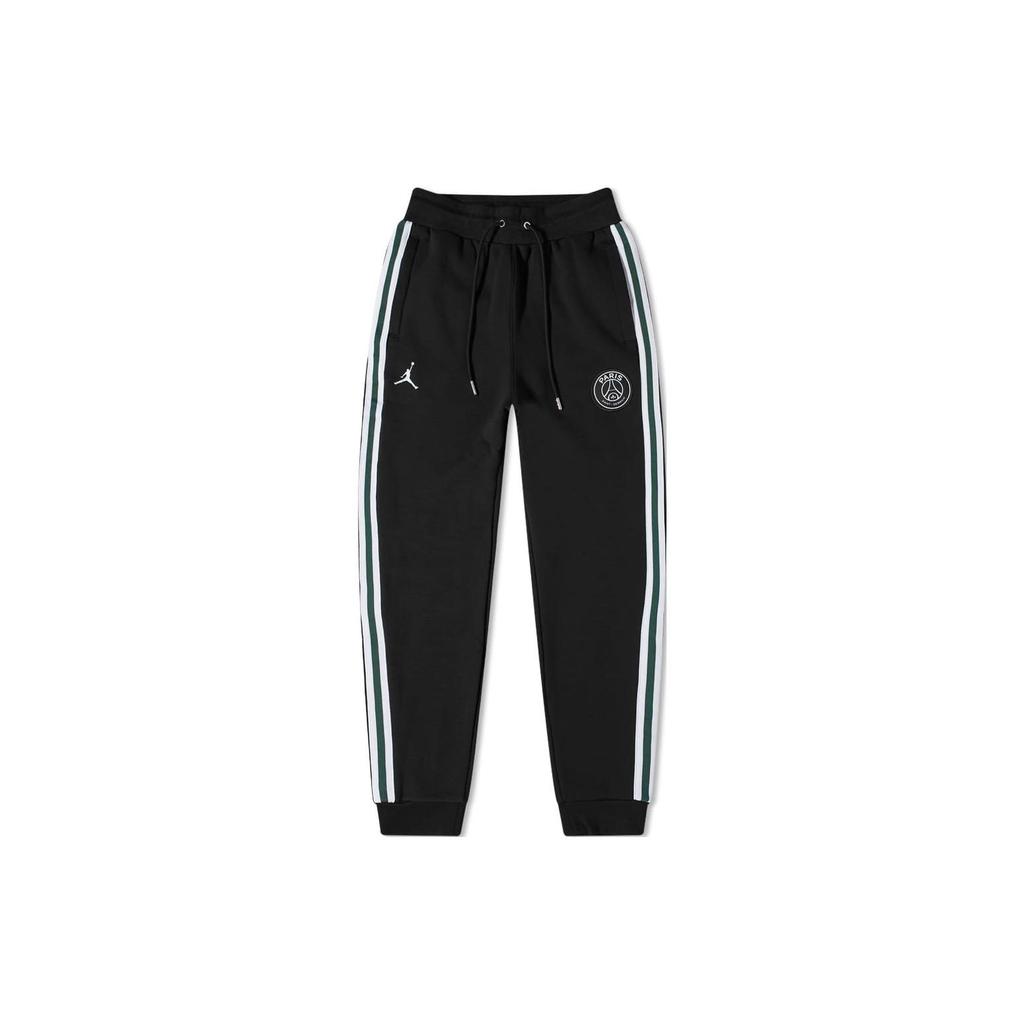 Jordan X PSG Paris Saint Germain Fleece Pants Black/White/Green Men Streetwear DB6502-010