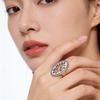 Ethnic Style Enamel Flower Ring Printing Opening Ring Exquisite Glazed Ring  Fashion