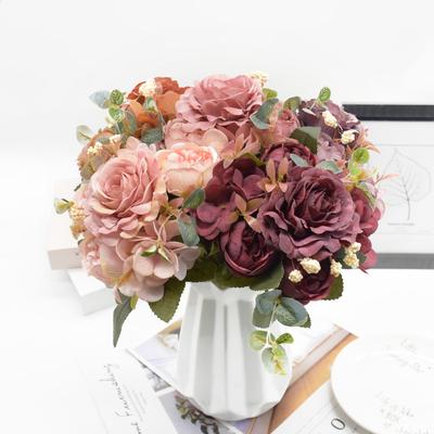 1/5pcs Artificial Rose Peony Bouquet High Quality Fake Flowers Festival Home Decor Diy Plants Arrangement Wedding Decora Bonsai