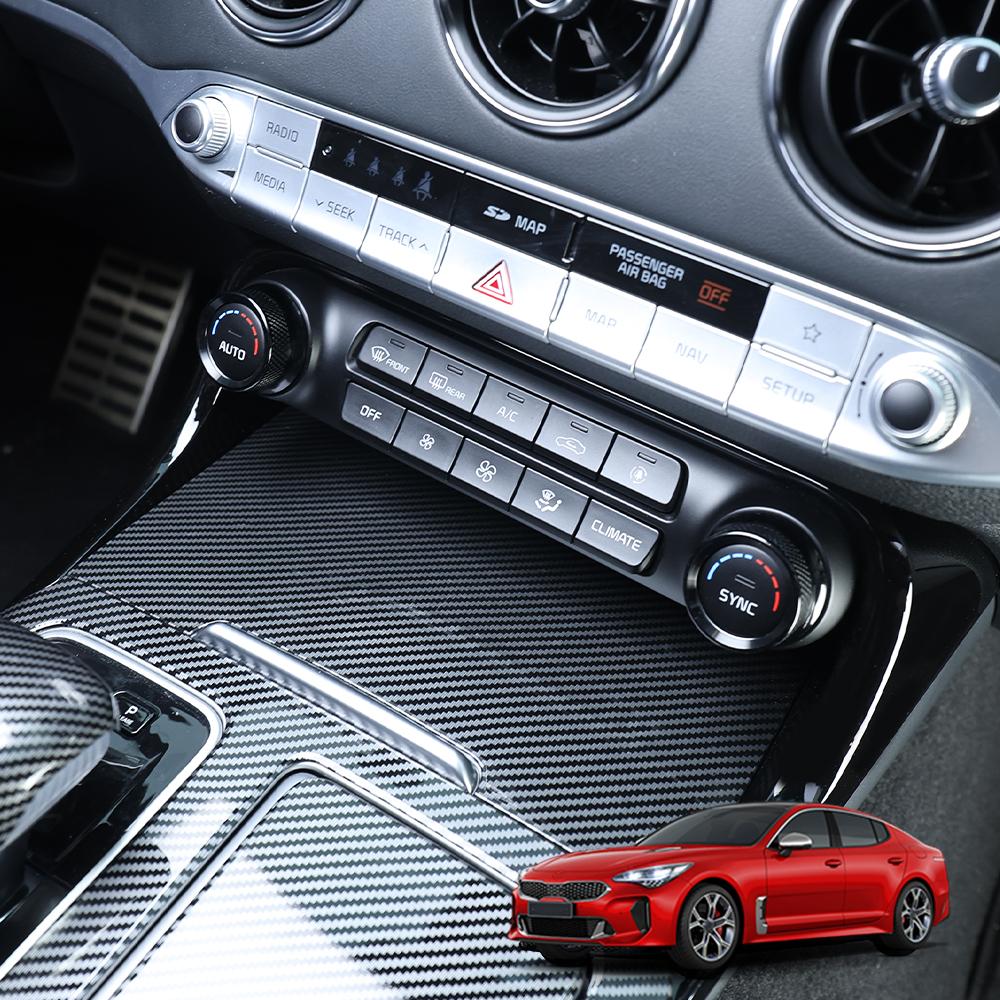 RHD Für Kia Stinger Carbonfaser Konsolenpanelabdeckung Scheinwerferverstellung Oberer Luftauslass Klimaanlagenpanelabdeckung