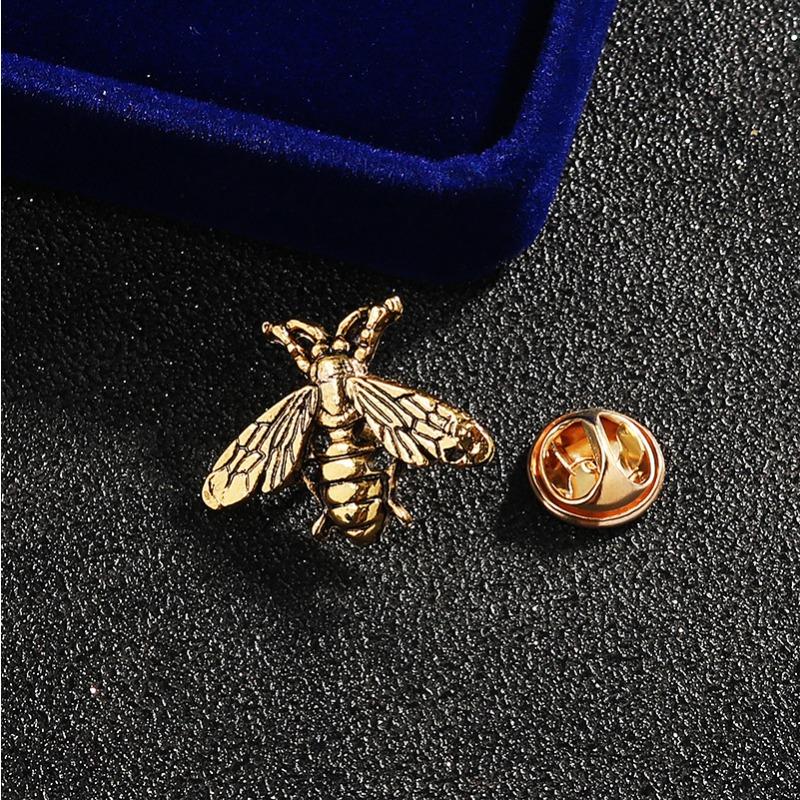 Heren Broche Retro Kleine Bij Legering Broche Kraag Pin Dubbel Gebruik Shirt Pak Accessoires Vrouwelijke Retro Zilver