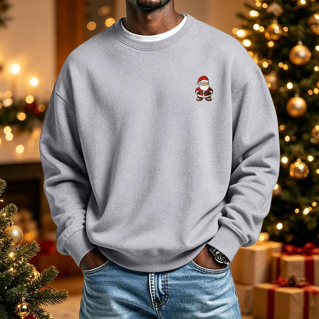 Men's Long Sleeve Neck Sweatshirt Christmas Print Pullover