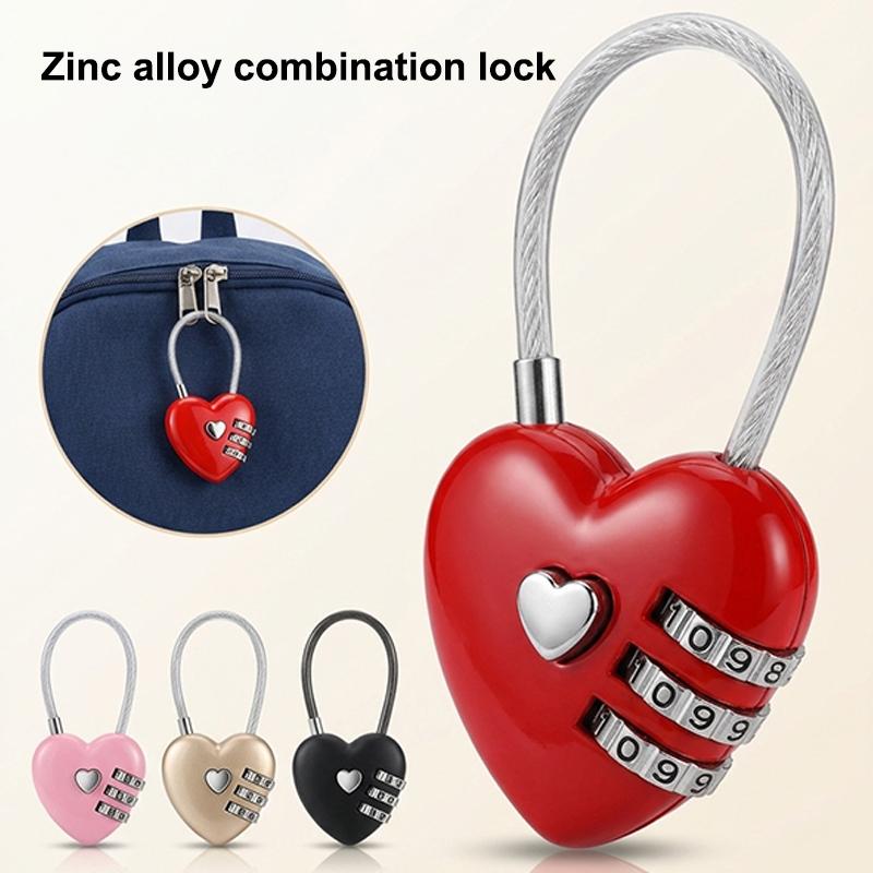 1Pcs Password Code Padlock Heart Style 3 Digit Password Combination Lock Love Password Lock Concentric Lock Padlock