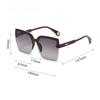Oversized Square Sunglasses For Women With Gradient PC Lenses, Rimless Style, Side Rhinestone Accent For Driving And Daily Outdoor Wear