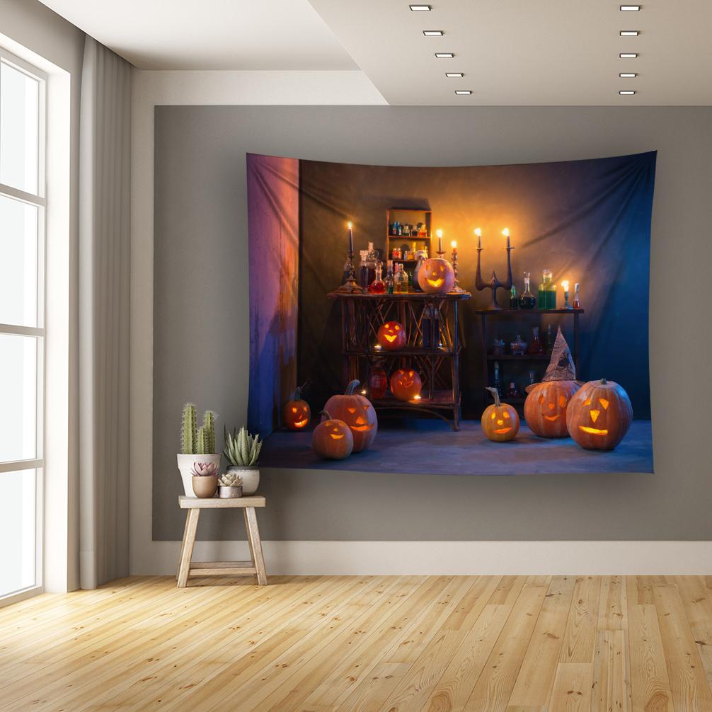 Horror Pumpkin Halloween Series Printed Tapestry Home Living Room Bedroom Wall Decoration Background Fabric Tapestry