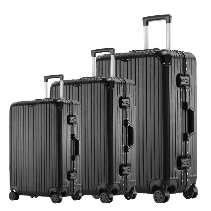 Aluminum Frame Carry-On Suitcase Set: 20"/24"/28" Password-Protected Luggage