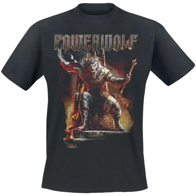 T-shirt in Cotone con Grafica Powerwolf Estiva Unisex Manica Corta Marca di Moda Tee Lusso Casual Vintage Retro Top