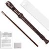Everjoys German-Style C Key Full-Size Flute 8-Hole Detachable 3-Piece Set ABS Music Recorder with Cleaning Rod Bag and Fingering Chart Coffee Suitable
