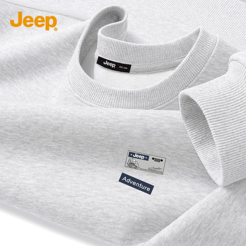 JEEP Men's 2026 Spring Loose Heavyweight Round Neck Sweatshirt