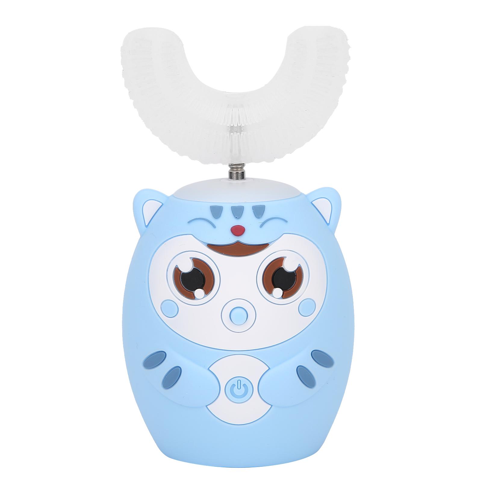 

U-образная автоматическая зубная щетка, мультяшная ультразвуковая зубная щетка, щетка для чистки полости рта для детей, синяя синий