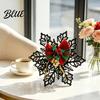 Holiday Home Decor Ornaments Black Metal Candle Holder Hollow Bow Sleigh Reindeer Bell Snowflake Tea Family Gathering Atmosphere Props Light