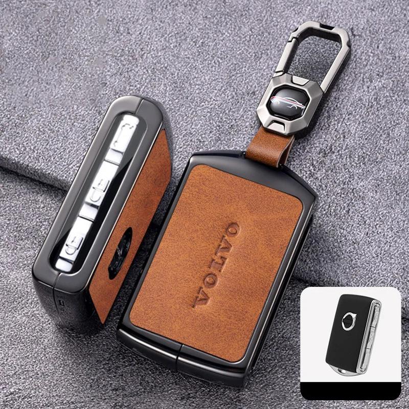 Zine Alloy Leather Car Remote Key Case Cover Bag Protection Shell For Volvo S60 S90 XC40 XC60 XC90 V60 V90 Polestar 1 Polestar 2 ZU2