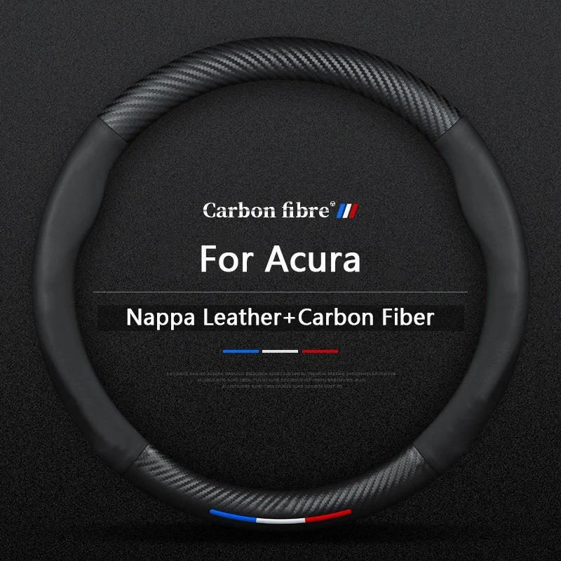 ZAG1 Fits For Honda Acura Fit TSX TL ZDX RSX RDX RLX TLX MDX RL NSX Integra ILX CSX Car Leather Carbon Fiber Steering Wheel Cover