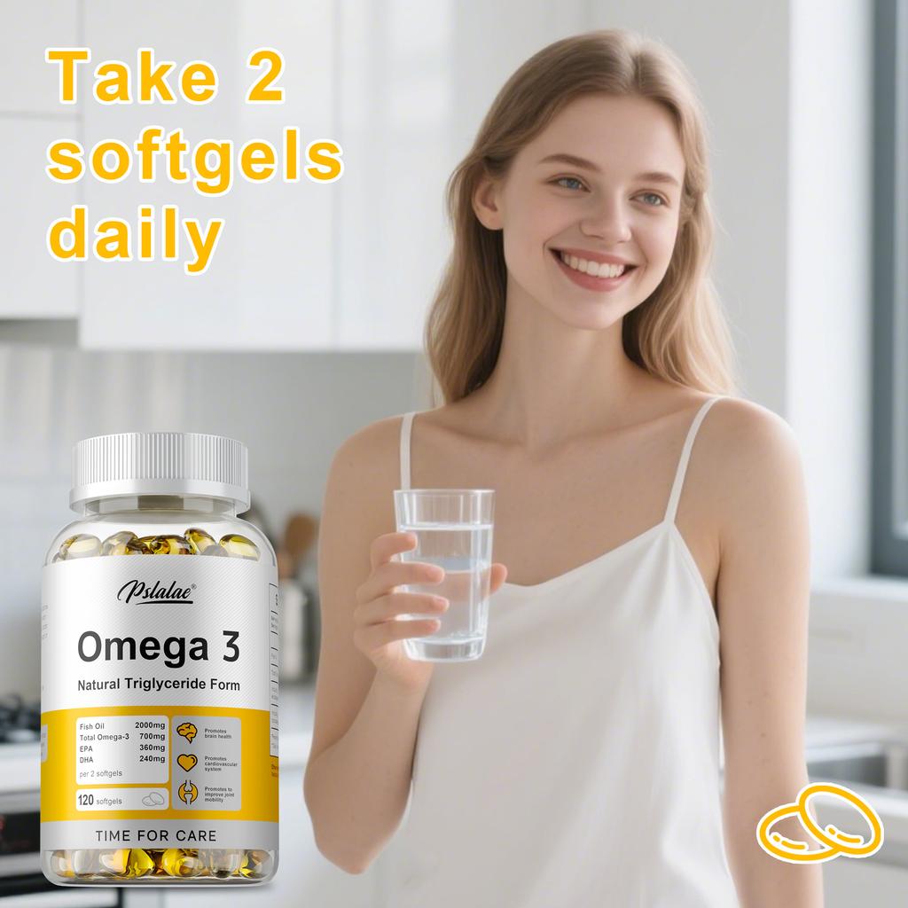 Natural Omega-3 Fish Oil Softgels, EPA and DHA Extracts, All-Natural, Suitable for Adults