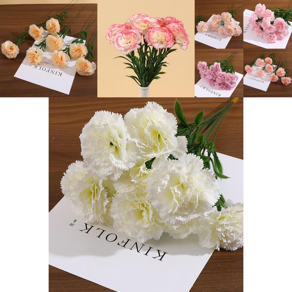 Carnation Silk Flower Bouquet For Wedding Decor Home Staging Photography Prop Gift