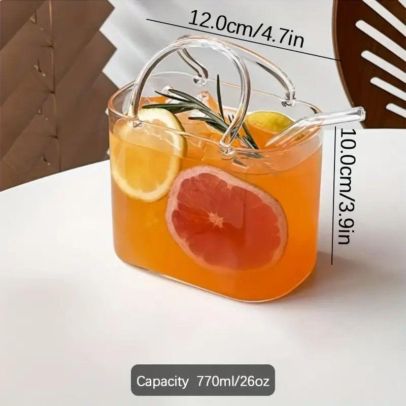 770ML Glass Handbag Internet Celebrity Summer Teacup Transparent Creative Funny High Value Slightly Drunk Juice Cocktail Cup