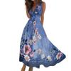 Women's Summer Fashion Retro Print V-Neck Sleeveless Long Dress