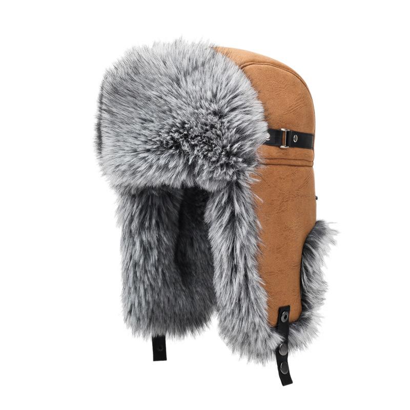 

Зимняя мужская шапка-локомотив из искусственного меха, утолщенная теплая, для среднего и пожилого возраста, с защитой ушей от холода L（58-60cm）